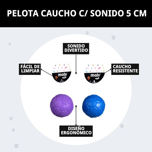 Pelota de Caucho con Sonido para Perros - 5 cm de Diversión
