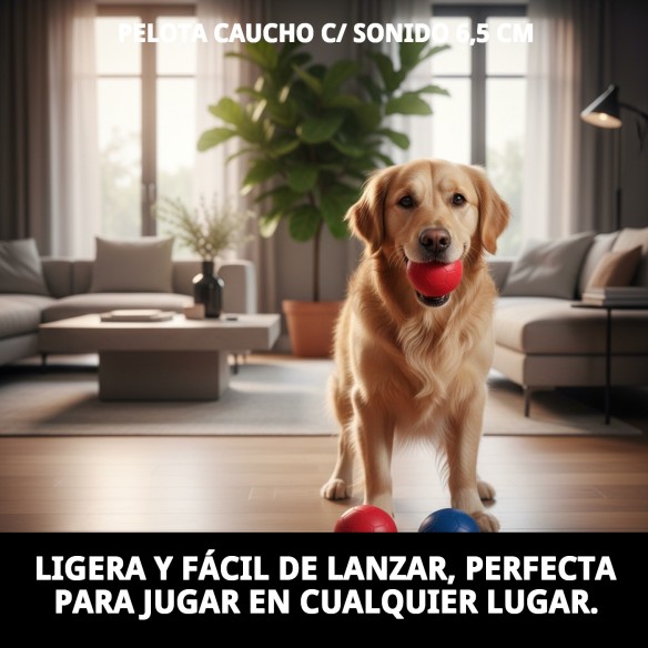 Pelota de Caucho con Sonido para Perros - 6,5 cm