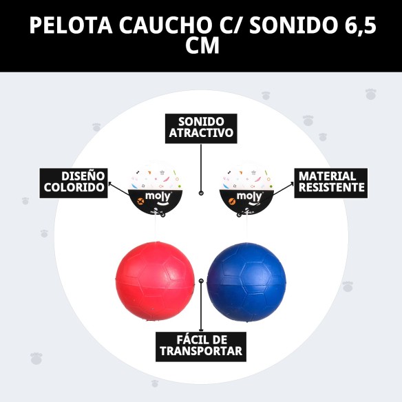 Pelota de Caucho con Sonido para Perros - 6,5 cm