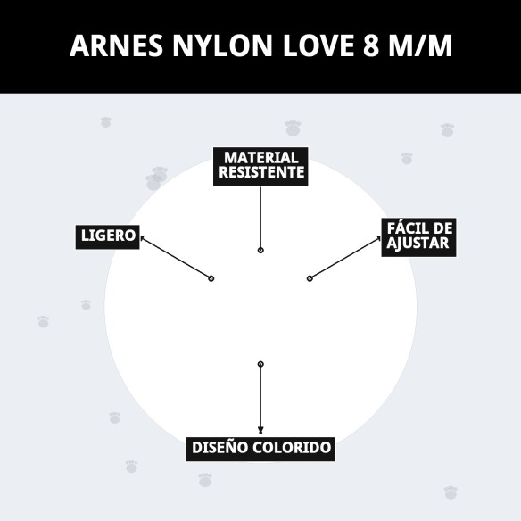 Arnes Nylon Love 8 M/M: Comodidad y Estilo para tu Mascota