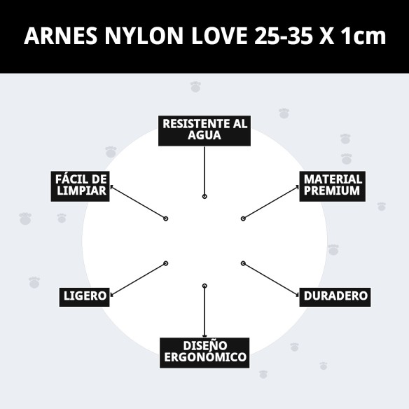 Arnés Nylon Love 25-35 cm para tu mascota con estilo