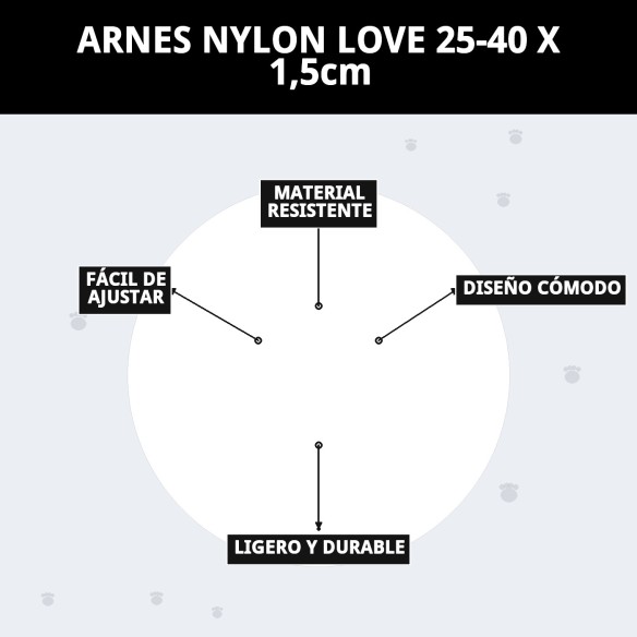 Arnés Nylon Love 25-40 cm: Comodidad y Estilo para tu Mascota