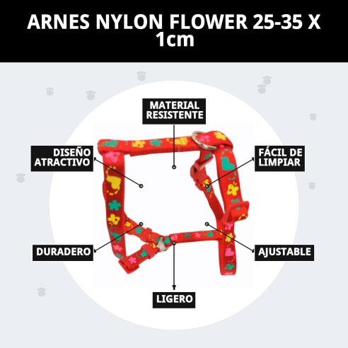 Arnes Nylon Flower 25-35 cm: Estilo y Comodidad para tu Mascota