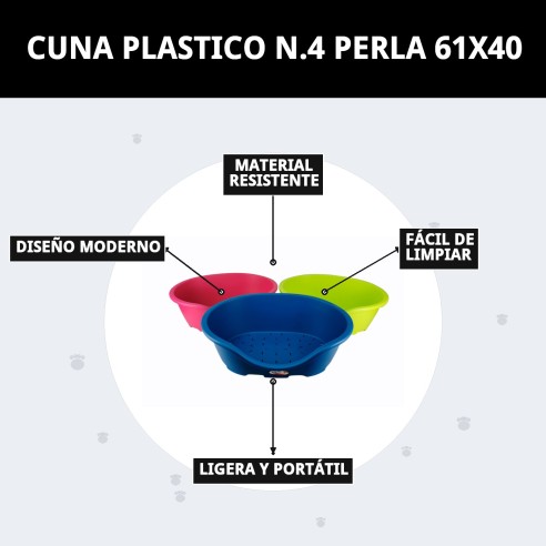 Cuna Plástico N.4 Perla 61x40: Comodidad para tu mascota