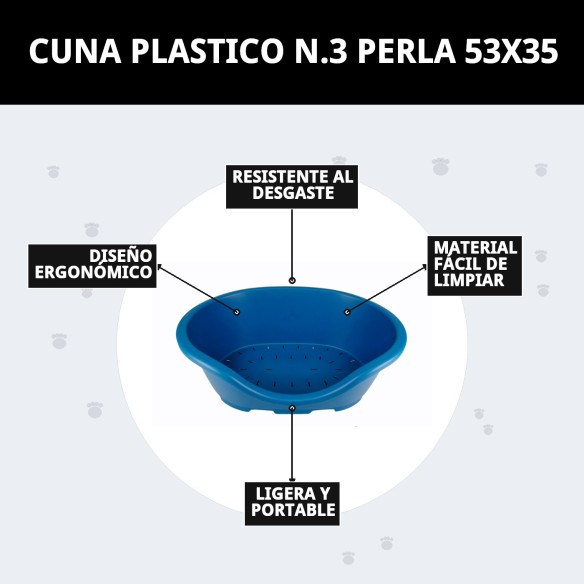 Cuna Plástico N.3 Perla 53x35 para tu Mascota Confortable
