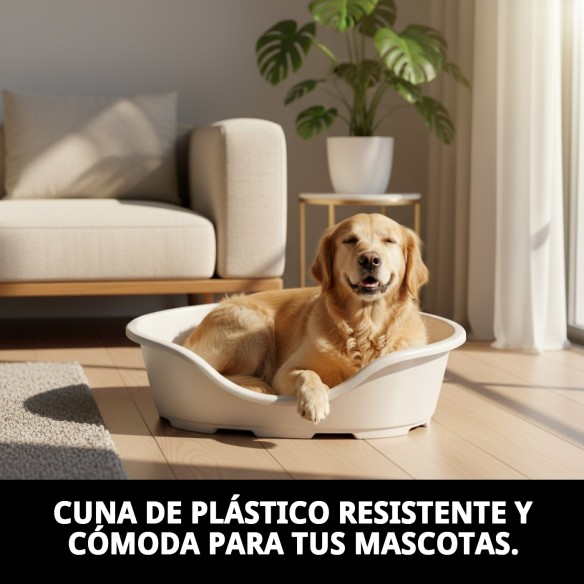 Cuna Plástico N.7 Perla 87x57 para Mascotas Cómoda y Duradera