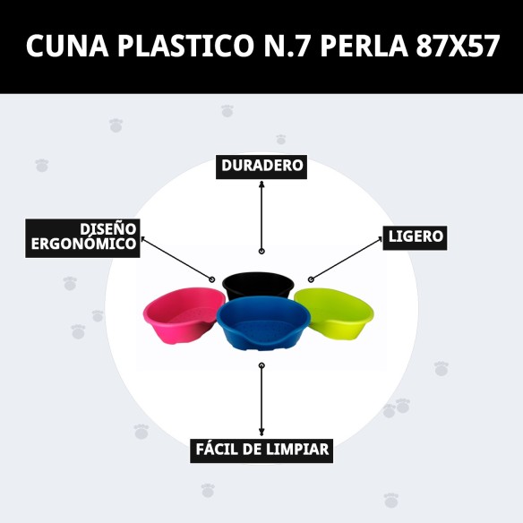 Cuna Plástico N.7 Perla 87x57 para Mascotas Cómoda y Duradera