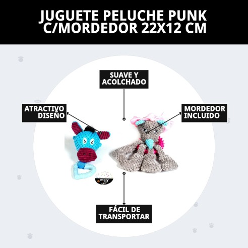Juguete Peluche Punk con Mordedor para Mascotas 22x12 cm