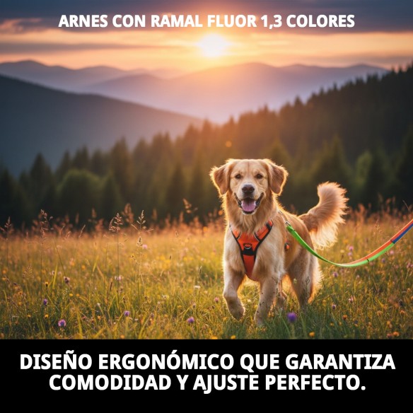 Arnes con Ramal Fluor 1,3 Colores para Tu Mascota