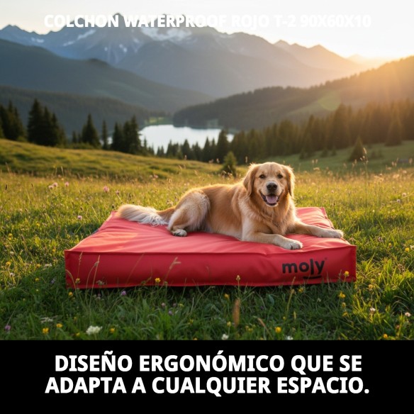 Colchón Waterproof Rojo T-2 90x60x10 para Mascotas Felices
