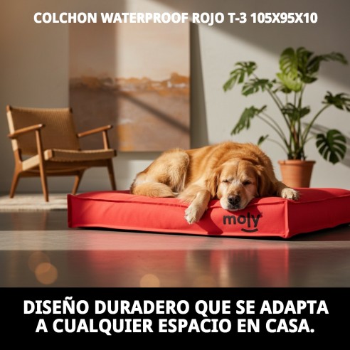 Colchón Waterproof Rojo T-3 105x95x10 para Mascotas Fáciles