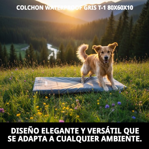 Colchón Waterproof Gris T-1 80x60x10 para Mascotas Confortable