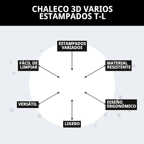 Chaleco 3D Varios Estampados T-L para Mascotas Elegantes