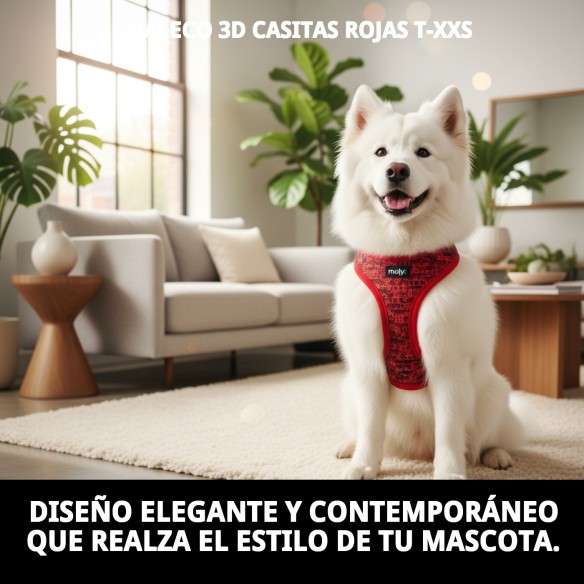 Chaleco 3D Casitas Rojas T-XXS para tu mascota elegante