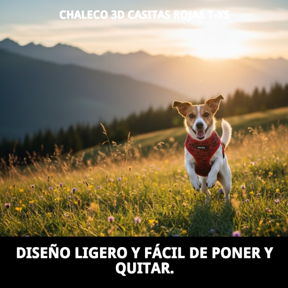 Chaleco 3D Casitas Rojas T-XS para Mascotas Divertido
