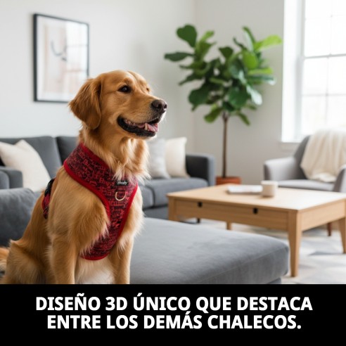 Chaleco 3D Casitas Rojas T-M para tu mascota ¡Estilo único!