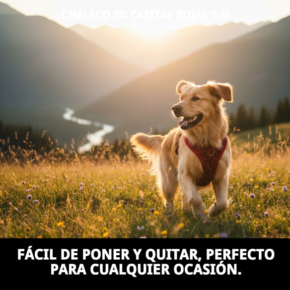 Chaleco 3D Casitas Rojas T-M para tu mascota ¡Estilo único!