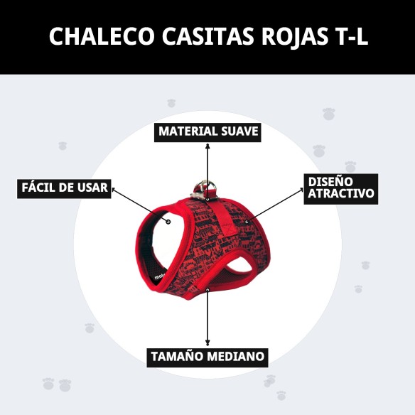 Chaleco Casitas Rojas T-L: Estilo y Comodidad para tu Mascota