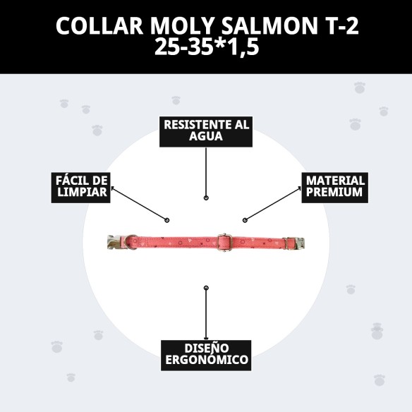Collar Moly Salmon T-2: Estilo y Comodidad para tu Mascota
