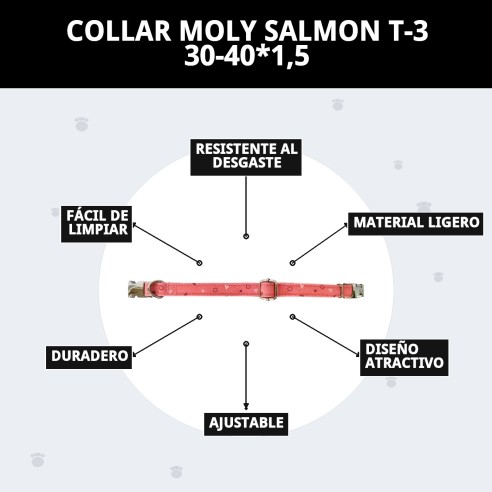 Collar Moly Salmon T-3: Estilo y Comodidad para tu Mascota