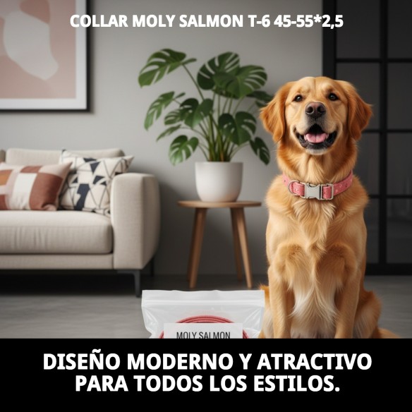 Collar Moly Salmon T-6 para Perros 45-55 cm - Comodidad y Estilo