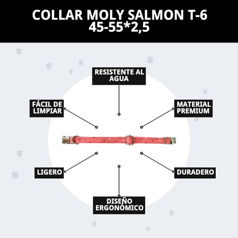 Collar Moly Salmon T-6 para Perros 45-55 cm - Comodidad y Estilo