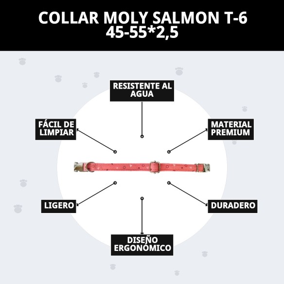 Collar Moly Salmon T-6 para Perros 45-55 cm - Comodidad y Estilo