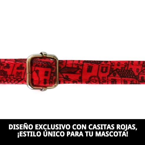 Collar Casitas Rojas T-6 para tu mascota - Comodidad y Estilo