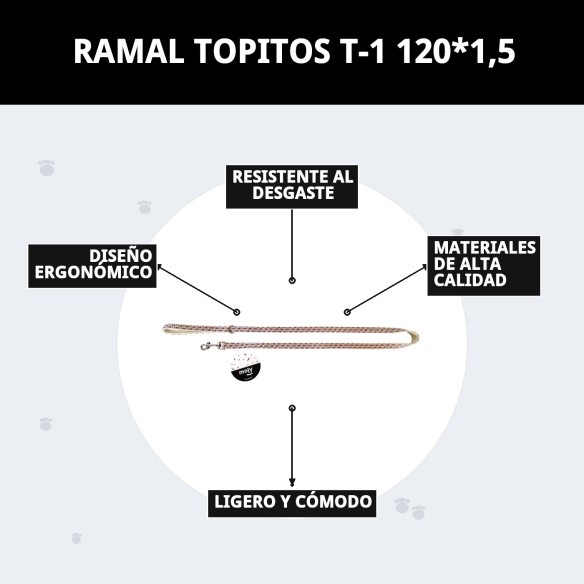 Ramal Topitos T-1 120*1.5: Estilo y resistencia para tu mascota