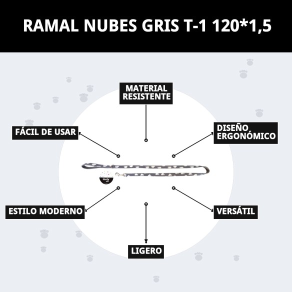 Ramal Nubes Gris T-1 120*1,5: Estilo y Comodidad para tu Mascota