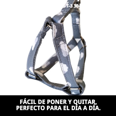 Petral Nubes Gris T-3 para Perros 30-40 cm - Comodidad y Estilo
