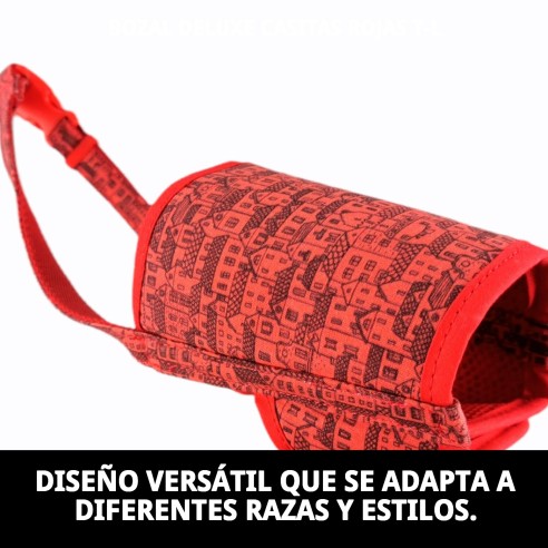 Bozal Deluxe Casitas Rojas T-L para Tu Mascota Feliz