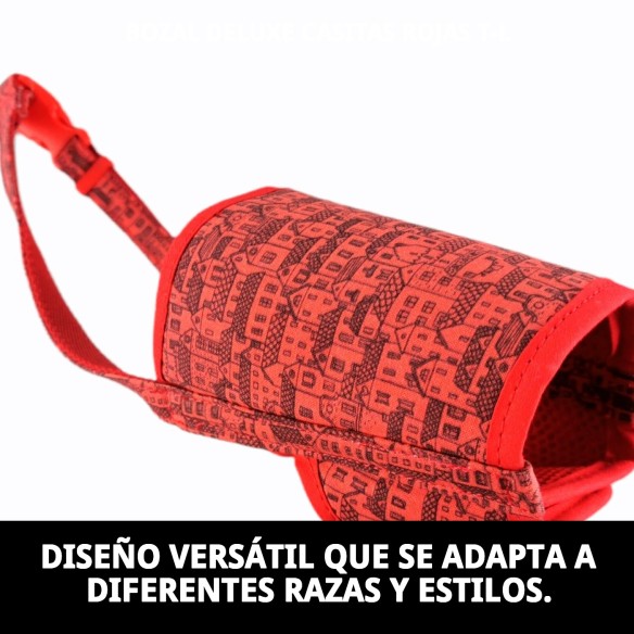 Bozal Deluxe Casitas Rojas T-L para Tu Mascota Feliz