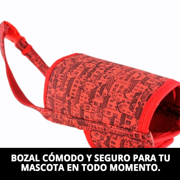 Bozal Deluxe Casitas Rojas T-M - Comodidad y Estilo para tu Mascota