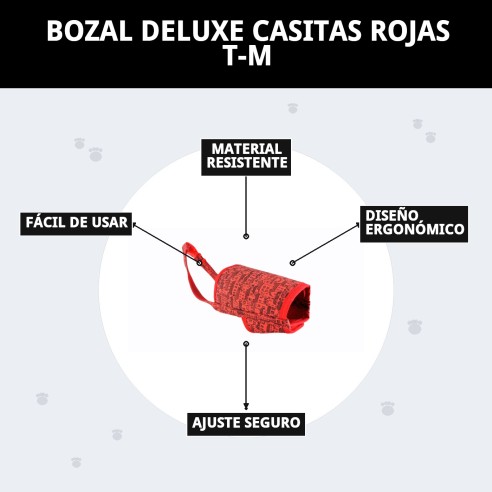 Bozal Deluxe Casitas Rojas T-M - Comodidad y Estilo para tu Mascota