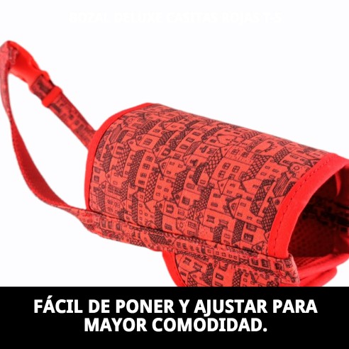 Bozal Deluxe Casitas Rojas T-S: Comodidad y Estilo para Tu Mascota