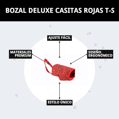 Bozal Deluxe Casitas Rojas T-S: Comodidad y Estilo para Tu Mascota