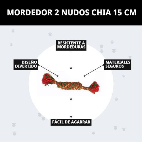 Mordedor 2 Nudos Chía 15 cm: Diversión y salud para tu perro