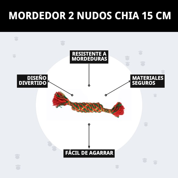 Mordedor 2 Nudos Chía 15 cm: Diversión y salud para tu perro