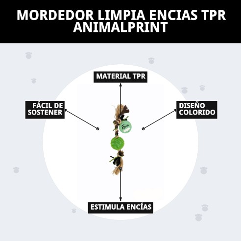 Mordedor Limpia Encías TPR AnimalPrint para Perros