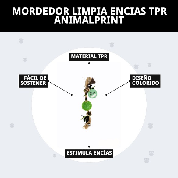 Mordedor Limpia Encías TPR AnimalPrint para Perros