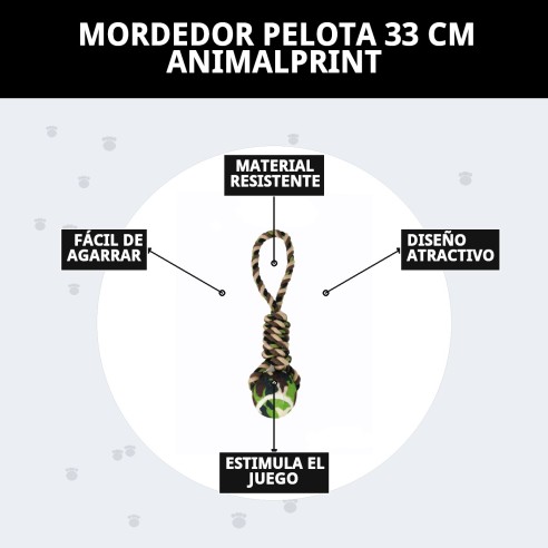 Mordedor Pelota Animalprint 33 cm para perros felices