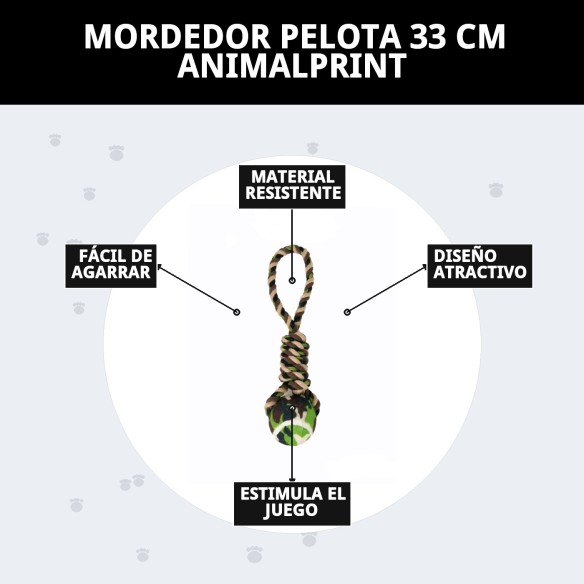 Mordedor Pelota Animalprint 33 cm para perros felices