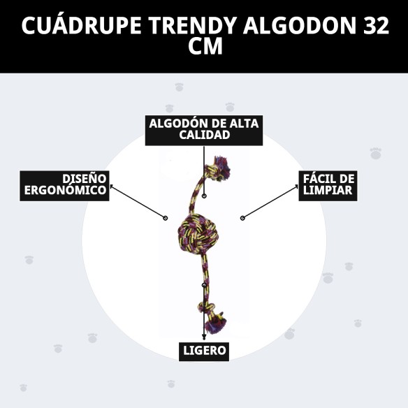 Juguete Cuádruple Trendy Algodón 32 cm para Perros