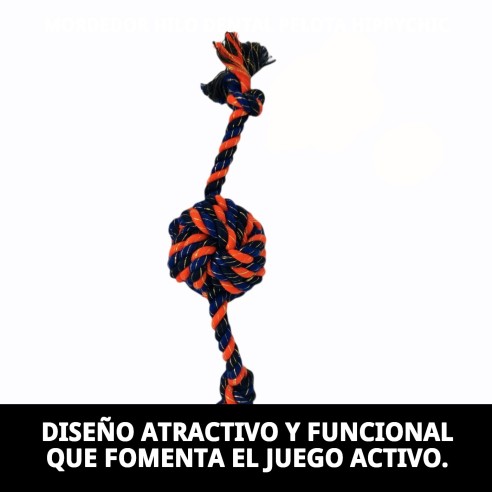 Mordedor Hilo Dental Pelota HippyChic para Perros 34 cm