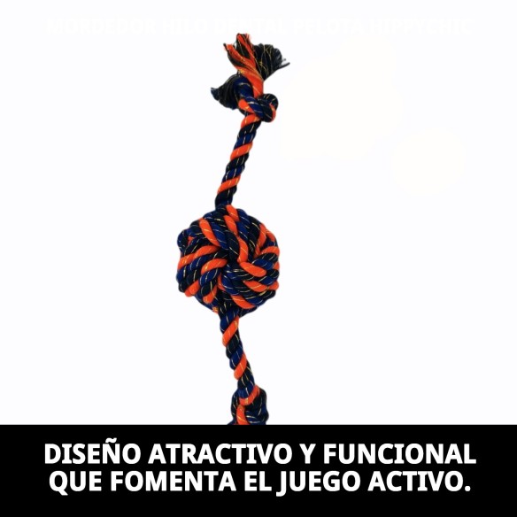 Mordedor Hilo Dental Pelota HippyChic para Perros 34 cm
