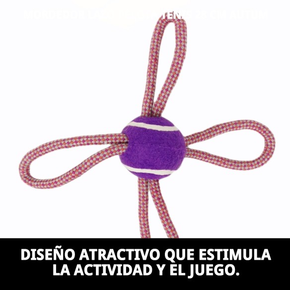 Mordedor Lazo Pelota Tenis 28 cm para Perros Activos