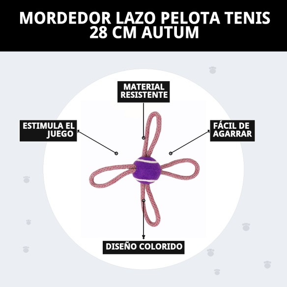 Mordedor Lazo Pelota Tenis 28 cm para Perros Activos