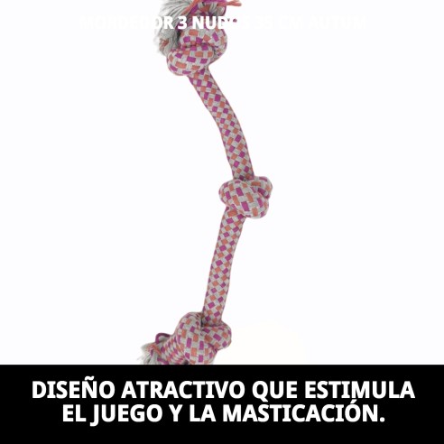 Mordedor 3 Nudos 35 cm para perros: diversión y salud dental