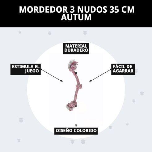 Mordedor 3 Nudos 35 cm para perros: diversión y salud dental